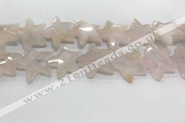 CFG983 15.5 inches 33*33mm carved star rose quartz beads