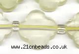 CFG991 15 inches 16mm - 17mm carved flower lemon quartz beads