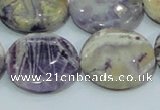 CFJ02 15.5 inches 25mm flat round natural purple flower stone beads