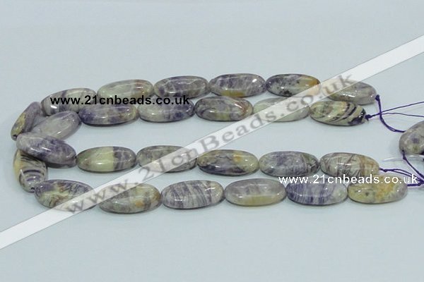 CFJ05 15.5 inches 15*30mm oval natural purple flower stone beads