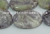 CFJ06 15.5 inches 22*30mm oval natural purple flower stone beads