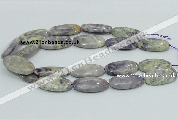 CFJ07 15.5 inches 20*40mm oval natural purple flower stone beads