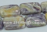 CFJ08 15.5 inches 18*25mm rectangle natural purple flower stone beads