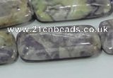 CFJ09 15.5 inches 20*40mm rectangle natural purple flower stone beads