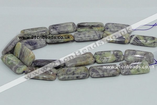 CFJ09 15.5 inches 20*40mm rectangle natural purple flower stone beads