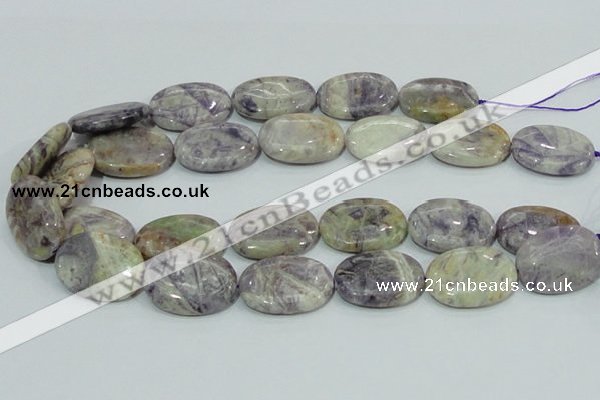 CFJ12 15.5 inches 13*18mm oval natural purple flower stone beads