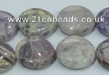 CFJ17 15.5 inches 18mm flat round natural purple flower stone beads