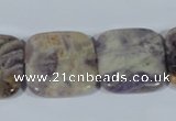 CFJ18 15.5 inches 25*25mm square natural purple flower stone beads