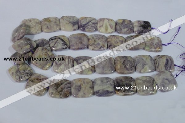 CFJ18 15.5 inches 25*25mm square natural purple flower stone beads