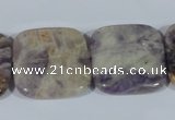 CFJ19 15.5 inches 30*30mm square natural purple flower stone beads