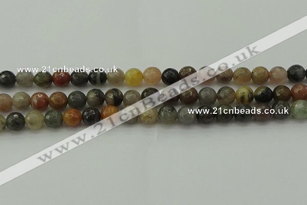 CFJ212 15.5 inches 8mm faceted round fancy jasper beads wholesale