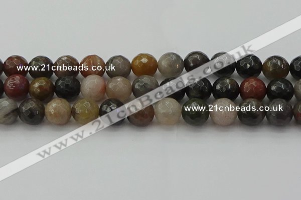 CFJ215 15.5 inches 14mm faceted round fancy jasper beads wholesale