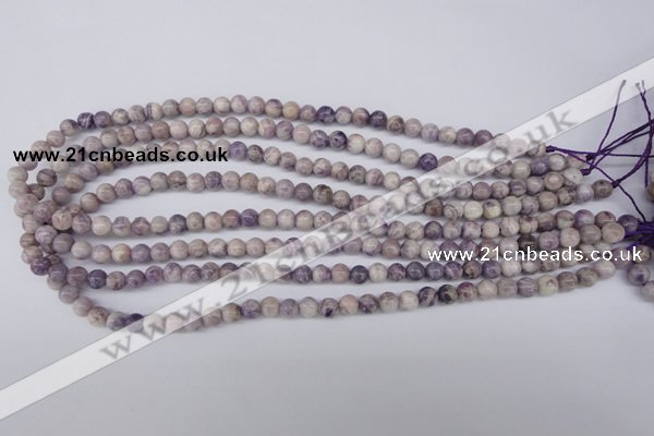 CFJ24 15.5 inches 6mm round natural purple flower stone beads