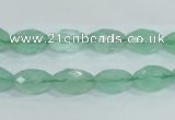 CFL102 15.5 inches 8*12mm faceted rice natural green fluorite beads