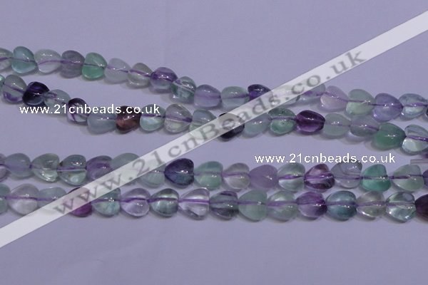 CFL1052 15 inches 10*10mm heart natural fluorite gemstone beads