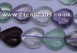 CFL1054 15 inches 14*14mm heart natural fluorite gemstone beads