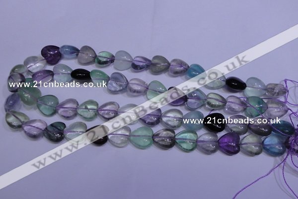 CFL1054 15 inches 14*14mm heart natural fluorite gemstone beads