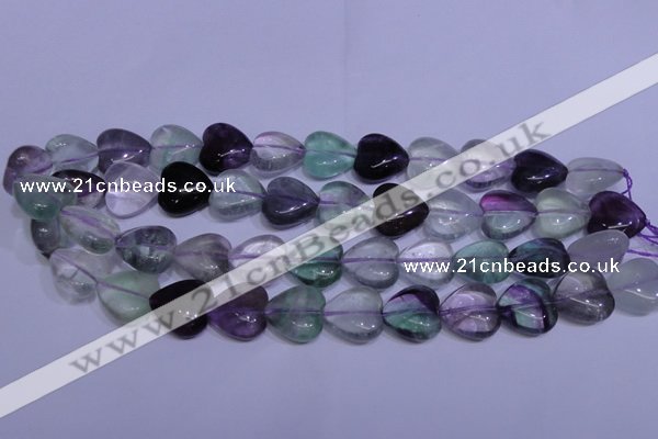 CFL1056 15 inches 18*18mm heart natural fluorite gemstone beads