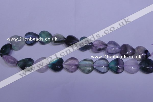 CFL1057 15 inches 20*20mm heart natural fluorite gemstone beads