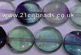 CFL1065 15 inches 18mm flat round natural fluorite gemstone beads