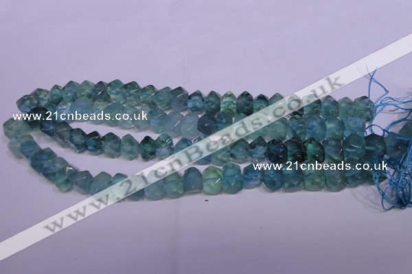 CFL1088 15 inches 9*14mm faceted nuggets blue fluorite beads