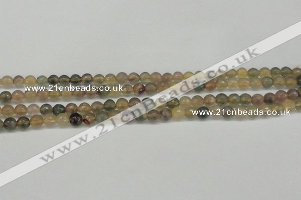 CFL1111 15.5 inches 6mm faceted round yellow fluorite gemstone beads