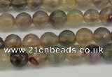 CFL1112 15.5 inches 8mm faceted round yellow fluorite gemstone beads