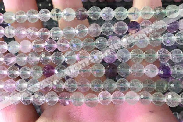 CFL1140 15.5 inches 6mm faceted round fluorite gemstone beads