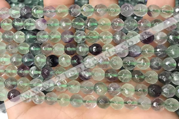 CLF1155 15.5 inches 6mm faceetd round fluorite gemstone beads