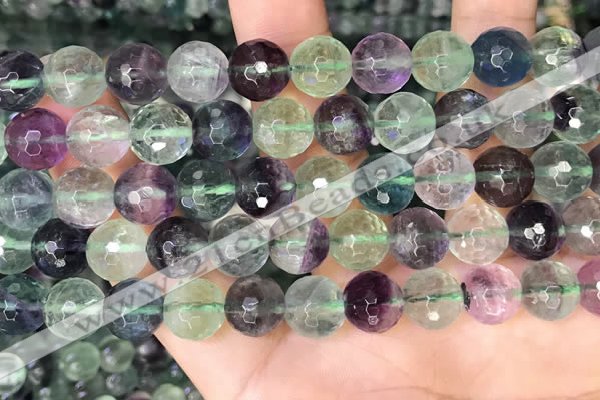 CLF1157 15.5 inches 10mm faceetd round fluorite gemstone beads