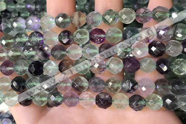 CLF1162 15.5 inches 8mm faceetd round fluorite gemstone beads