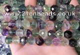 CLF1163 15.5 inches 10mm faceetd round fluorite gemstone beads