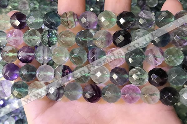 CLF1163 15.5 inches 10mm faceetd round fluorite gemstone beads