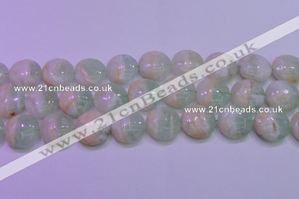 CFL1213 15.5 inches 20mm flat round green fluorite gemstone beads