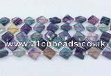 CFL1230 15.5 inches 12mm faceted diamond fluorite beads