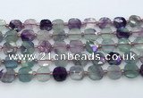 CFL1233 15.5 inches 10mm faceted square fluorite beads