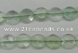 CFL132 15.5 inches 10mm faceted coin green fluorite beads