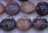 CFL1334 15.5 inches 15mm flat round purple fluorite gemstone beads