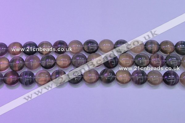 CFL1334 15.5 inches 15mm flat round purple fluorite gemstone beads