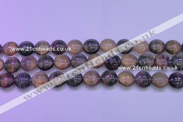 CFL1335 15.5 inches 16mm flat round purple fluorite gemstone beads