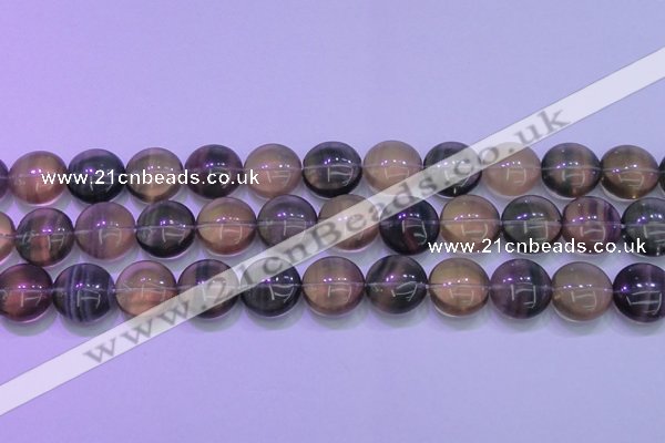 CFL1335 15.5 inches 16mm flat round purple fluorite gemstone beads