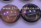 CFL1338 15.5 inches 25mm flat round purple fluorite gemstone beads