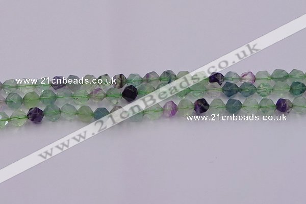 CFL1407 15.5 inches 8mm faceted nuggets fluorite gemstone beads