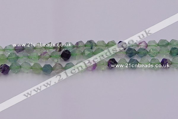 CFL1408 15.5 inches 10mm faceted nuggets fluorite gemstone beads