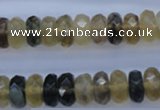 CFL143 15.5 inches 6*12mm faceted rondelle yellow fluorite beads