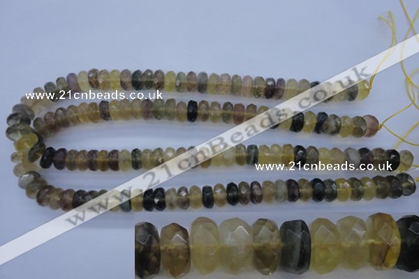 CFL143 15.5 inches 6*12mm faceted rondelle yellow fluorite beads