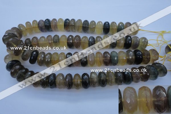 CFL144 15.5 inches 10*20mm faceted rondelle yellow fluorite beads