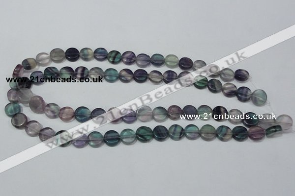 CFL163 15.5 inches 12mm coin natural fluorite beads wholesale