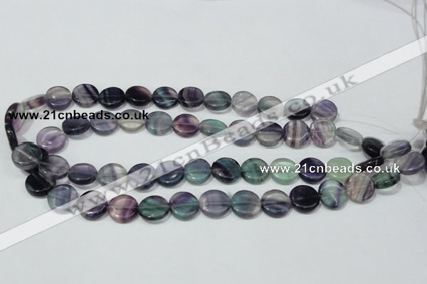 CFL164 15.5 inches 14mm coin natural fluorite beads wholesale