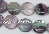 CFL165 15.5 inches 16mm flat round natural fluorite beads wholesale